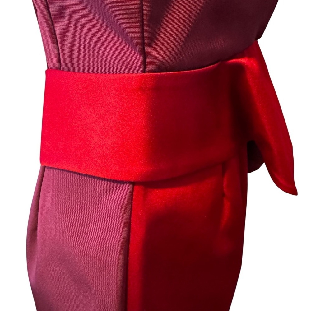 Zac Posen Atelier Silk Faille Fold Peplum Cocktail Dress Burgundy Red US 6 - Picture 5 of 12